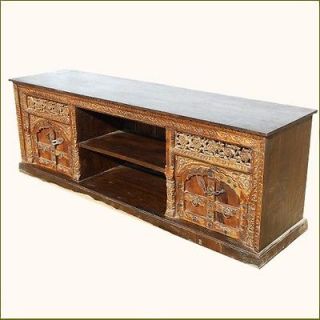 Hand Carved Wood Storage Cabinet Media Entertainment Center LCD TV DVD