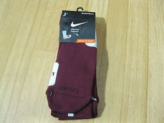 Nike® Basketball Elite Cushioned Crew Socks   1 Pair Maroon/White