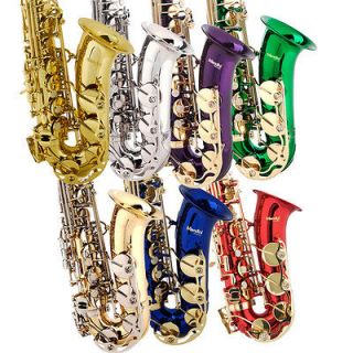 Concert Band Alto Saxophone Sax ~Gold Silver Blue +Tuner+11 Reeds+Case