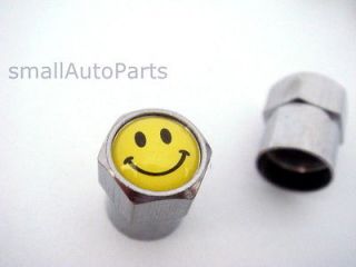 Smile Face Logo Chrome Tire/Wheel Air Stem Valve Smiley Caps for