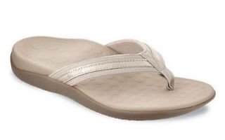 Ladies ORTHAHEEL Tide Metallic Pewter Flip Flop Sandals   FLOOR