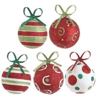 RAZ Christmas 5.5 inch Glittered Ball Ornaments Set of 5 CD 3200715