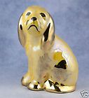 Dog Figurine Yellow and Gold Gilding Luster Ware Lustre Glazing