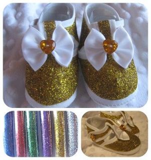 BABY GIRLS GOLD GLITTER SHOES 0 4 MONTHS BOX PARTY SPARKLE WEDDING