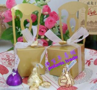 50Pcs Elegant Gold Chair Wedding Sweet Party Favor Boxes for Card