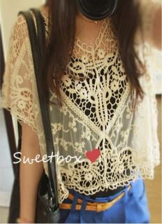 women s elegant lace sweet hollow out crochet knit loose