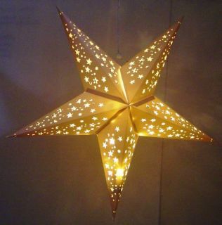 White Star Hanging Party Lantern Warm LED Lights LARGE