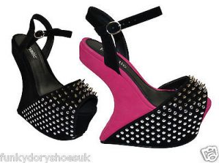 NEW LADIES WOMENS HEELESS STUDDED CELEB STYLE PARTY WEDGE SIZES 3 8