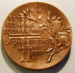 1900 SWITZERLAND Copper Athletics Games Medal Scarce