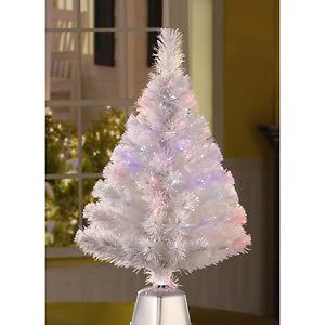 32 WHITE FIBER OPTIC CHRISTMAS TREE ~ CHANGES COLOR CONTINUOUSLY ~ 32