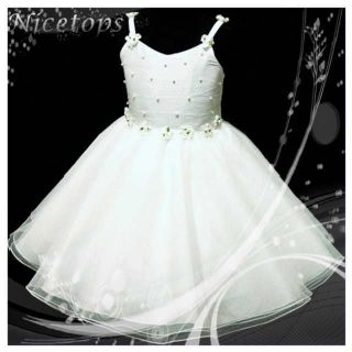 W875 Baby White Wedding Bridesmaid Fancy Flowers Girls Dress SIZE 2 3