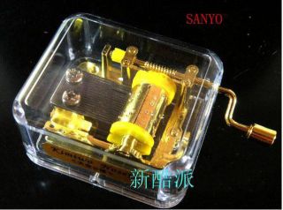 New Cute Transparent Gold Plate Boutique Hand Crank Music Box 5 Melody