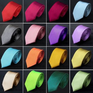 Mens Italian Satin Solid Color Plain Normal Tie & Pocket Hanky