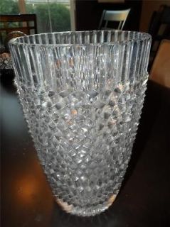 Authentic Vintage Large Bohemian CZECH Clear Crystal Vase
