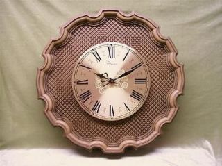 Vintage 1970s Ingraham Syroco Resin Wood Wall Clock Model Richelieu
