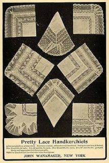 Newly listed 1903 Ad John Wanamaker Stores Lace Handkerchiefs Fabric