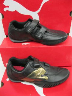 Ladies Puma Black Leather Velcro Trainers