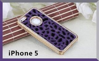 For iPhone 5 Deluxe Hard Gold Plated LEOPARD CHEETAH FAUX FUR Bling