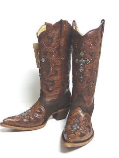 Corral ladies Western Boots C1104 Brown Python with Crystal Cross