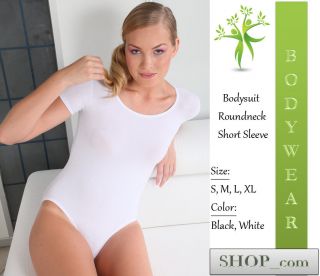 Bodywear Shop   womens roundneck short sleeve bodysuit leotard   S M L