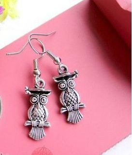 HOT Wholesale Lady 12Pair/Lot Charm Fashion Jewellery Silver Owl Stud