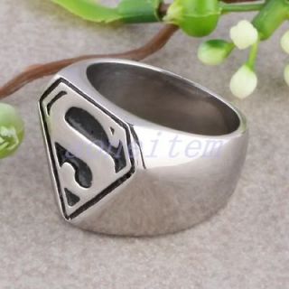 1PC Fashion Superman S Symbol Stainless Steel Cool Rock Mens Finger