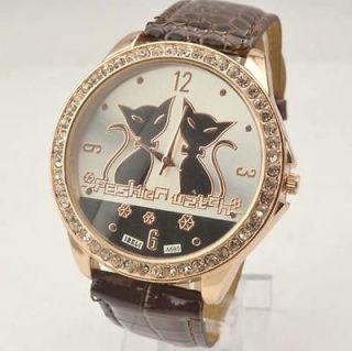 Luxury Fashion Retro Black Cat Pattern Belt Watch Quartz Watch