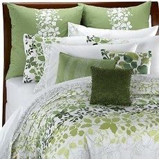 Kas Camilla Standard Sham 100% Cotton Green Leaves New 20 x 26