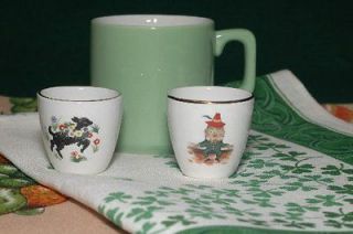 Irish egg Cups Tea Towels and a Mug Arklow pottery