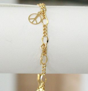 Newly listed 24k GOLD EP ANKLE BRACELET PEACE SIGN ANKLET CHAIN