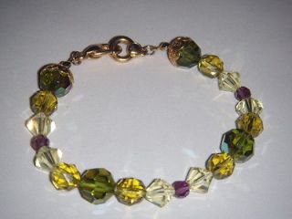 Swarovski Authentic Crystal Beaded bracelet Green citron & purple