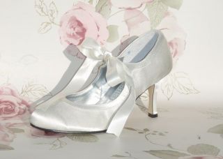 IVORY SATIN Vintage Style Bridal Wedding Shoes BNIB