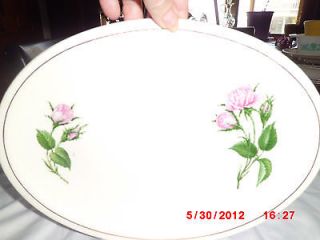 Pink Moss Rose Platter by Padin City Pottery gold etching
