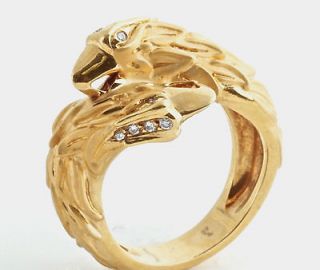 New CARRERA Y CARRERA 18K Yellow Gold & Diamond Eagle Ring Size 6
