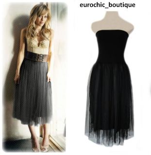 Runway Tulle Tutu Gothic Ballet Prom Party Casual Tube Top Long Skirt