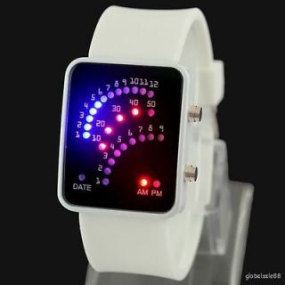 Beautiful White Womens Mens Unisex Dual LED Colors Digital Wrist Watch