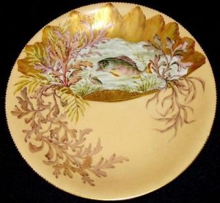 1880s Antique Royal Crown Derby Hand Painted Trout(?) Fish Porcelain