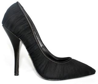 Womens Shoes Adrienne Maloof YABEL Classy Dress Pumps Satin Black