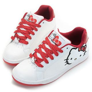 Sanrio Hello Kitty Ladys Comfy Sneakers Low Profile Shoes White Red