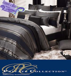Barcelona Navy King Bed Quilt Cover Set   by Private Collection Luxury