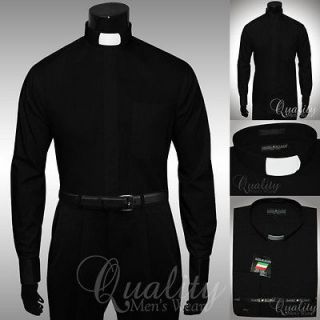 Black Clergy Tab Collar 19.5 36/37 French Cuff Mens Shirt by Daniel