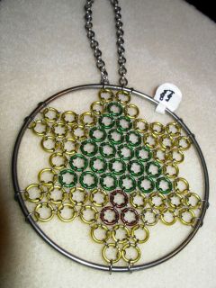 Hand Made Gold and Green Chain Mail Dream Catcher