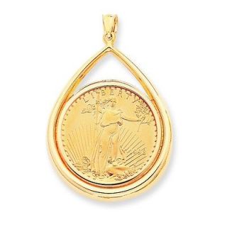 14k Yellow Gold Coin Bezel Pendant Only Mounting for 1 oz Statue of