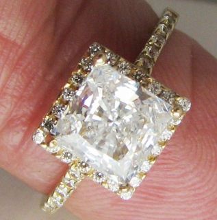 PRINCESS CUT MAN MADE DIAMOND ENGAGEMENT RING 14K SOLID YELLOW GOLD