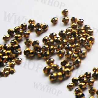 150 pcs 5040 3x4mm Roundelle Crystal Glass Beads Plated Gold BZ4M53