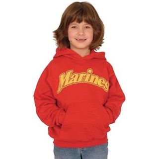 Red/Gold MARINES IMPRINTED/LOGO YOUTHS PULLOVER HOODIE   USMC, Draw