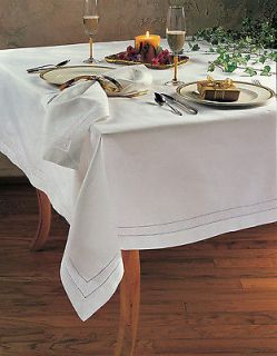 Handmade Hemstitch Swiss Dot Tablecloth  White or Beige 72 90 Square