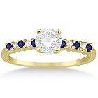Diamond & Blue Sapphire Engagement Ring Band 14k Yellow Gold GH/VS