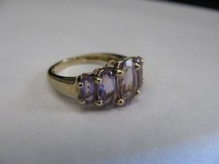 9CT Yellow Gold Five Oval Cut Rose De France Amethyst Set Ring Size K