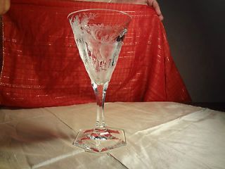 MOSER KARLSBAD VINTAGE DEEP CUT ETCHED CLEAR CRYSTAL 7 1/2 TALL